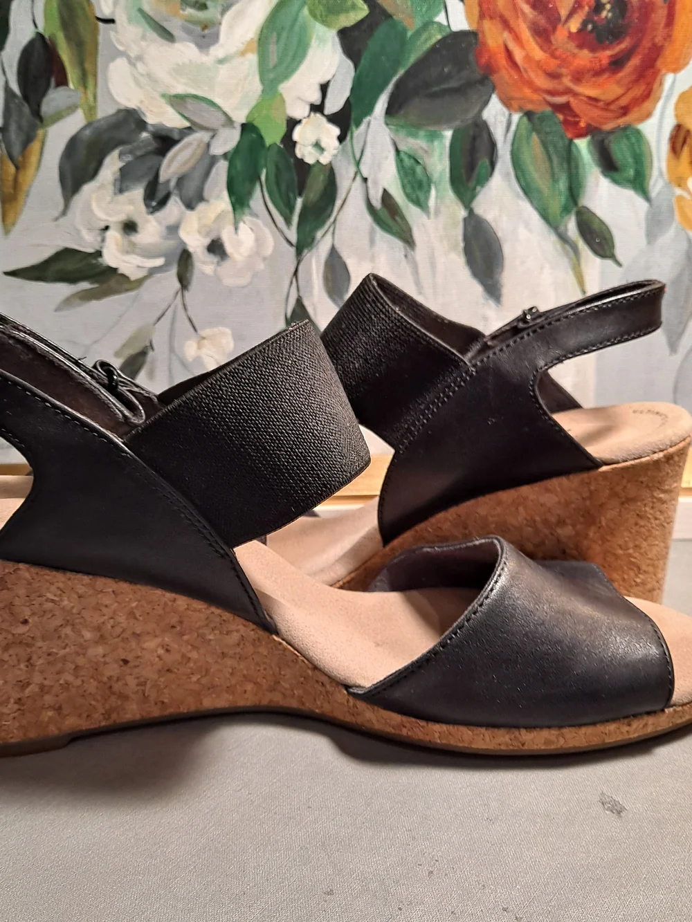 Clarks Black Lafley Lily Wedge Slingback Sandals - Ultimate Comfortable Everyday
